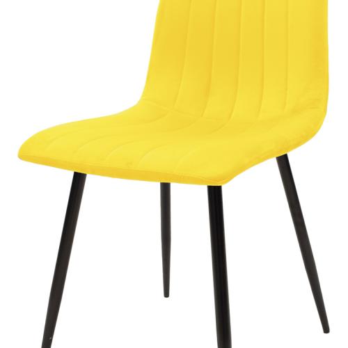 Καρέκλα Noor pakoworld κίτρινο βελούδο με πόδι μετάλλου σε μαύρη απόχρωση 44x53x86εκ