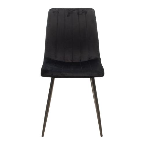 Καρέκλα Noor pakoworld μαύρο βελούδο με πόδι μετάλλου σε μαύρη απόχρωση 44x53x86εκ