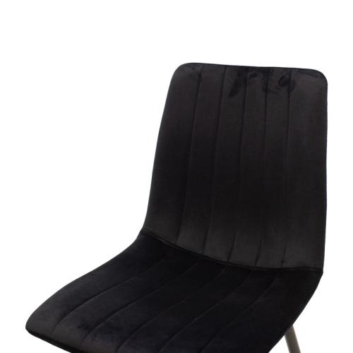 Καρέκλα Noor pakoworld μαύρο βελούδο με πόδι μετάλλου σε μαύρη απόχρωση 44x53x86εκ