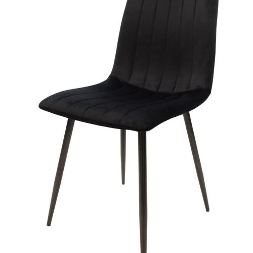 Καρέκλα Noor pakoworld μαύρο βελούδο με πόδι μετάλλου σε μαύρη απόχρωση 44x53x86εκ