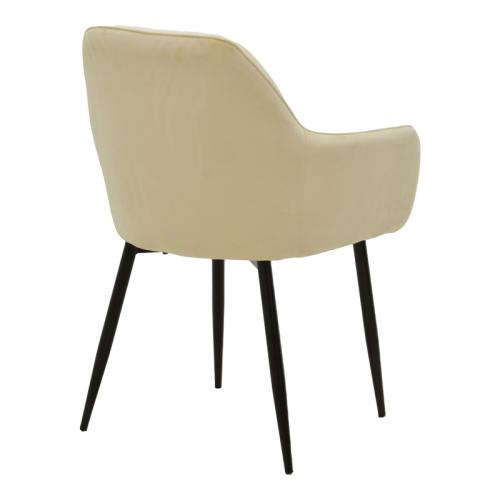 Πολυθρόνα Noor pakoworld μπεζ βελούδο με πόδι μετάλλου σε μαύρη απόχρωση 58x58x86εκ