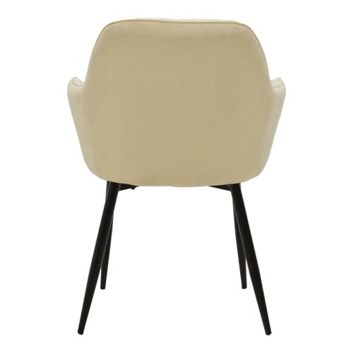 Πολυθρόνα Noor pakoworld μπεζ βελούδο με πόδι μετάλλου σε μαύρη απόχρωση 58x58x86εκ