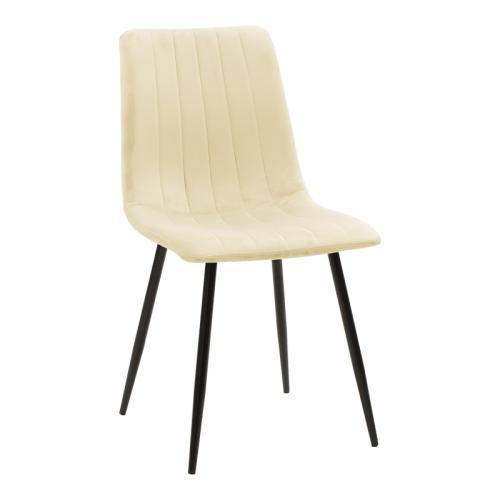 Καρέκλα Noor pakoworld μπεζ ύφασμα με πόδι μετάλλου σε μαύρη απόχρωση 44x53x86εκ