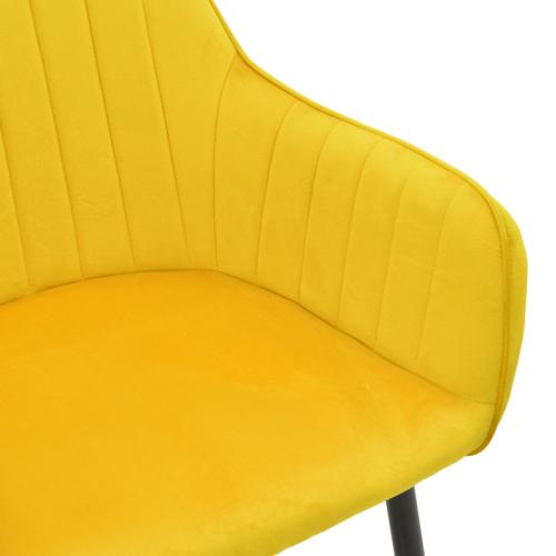 Πολυθρόνα Noor pakoworld κίτρινο βελούδο με πόδι μετάλλου σε μαύρη απόχρωση 58x58x86εκ