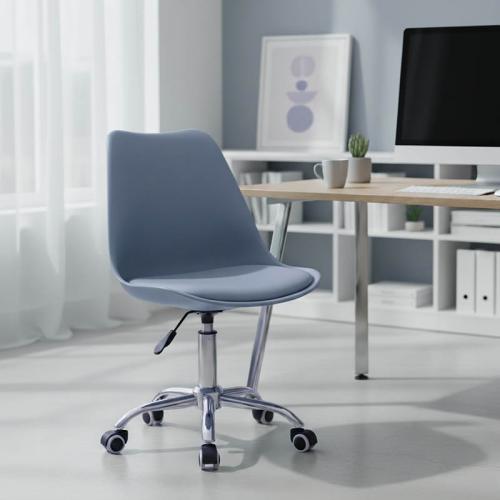 Καρέκλα γραφείου εργασίας Gaston II pakoworld pp-pu σε απόχρωση ανοιχτό μπλε 48x57x77-90εκ