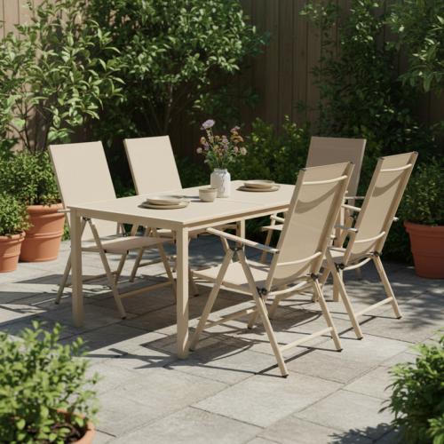 Πολυθρόνα Candor pakoworld cappuccino μέταλλο-textilene σε καφέ απόχρωση 51.5x63.5x107εκ