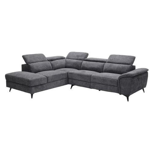 ROMEO Καναπές-Relax, Δεξιά Γωνία,Ύφασμα Γκρι, Αποθ.χώρος, Μία θέση με ηλεκτρική ανάκληση