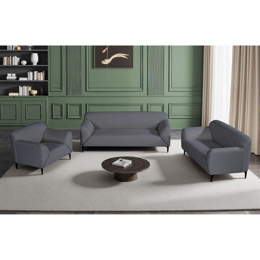 VICTORIA Set Σαλόνι-Καθιστικό Πολυθρόνα-2Θέσιος-3Θέσιος, Ύφασμα Σκούρο Γκρι