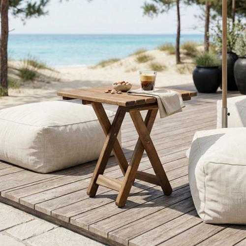 Τραπέζι Retto pakoworld μασίφ ξύλο οξιάς καρυδί εμποτισμού 45x45x48εκ