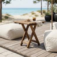 Τραπέζι Retto pakoworld μασίφ ξύλο οξιάς καρυδί εμποτισμού 45x45x48εκ