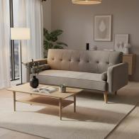 Καναπές-κρεβάτι Success pakoworld 3θέσιος βελούδο γκρι-μπεζ 190x80x84εκ