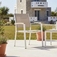 Πολυθρόνα Azelie pakoworld αλουμινίου σε απόχρωση textilene μπεζ και πόδι λευκό 56x75x88εκ