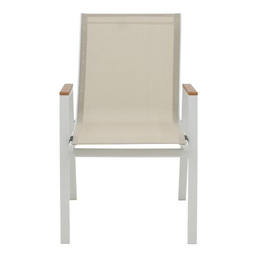 Πολυθρόνα Azelie pakoworld αλουμινίου σε απόχρωση textilene μπεζ και πόδι λευκό 56x75x88εκ