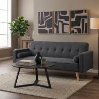 Καναπές-κρεβάτι Success pakoworld 3θέσιος βελούδο σε ανθρακί απόχρωση 190x80x84εκ