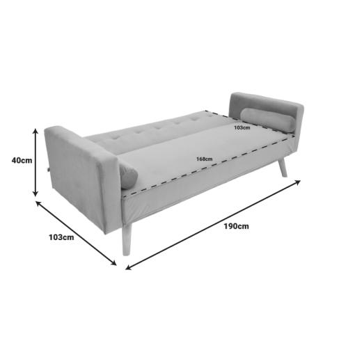 Καναπές-κρεβάτι Success pakoworld 3θέσιος βελούδο σε ανθρακί απόχρωση 190x80x84εκ