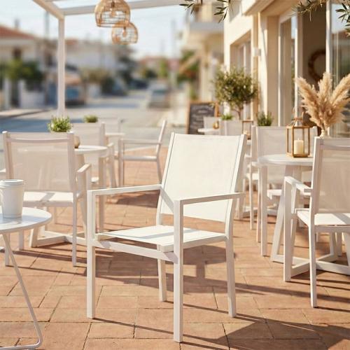 Πολυθρόνα Zacreta pakoworld αλουμίνιο-textilene σε λευκή απόχρωση 56x61x87.5εκ