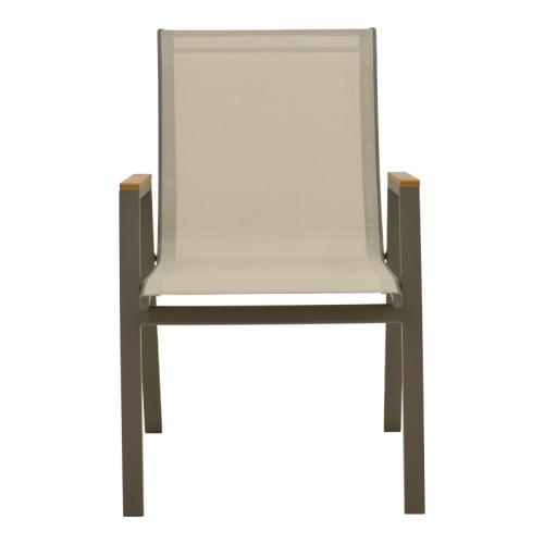 Πολυθρόνα Azelie pakoworld στοιβαζόμενη σαμπανιζέ αλουμίνιο και textilene σε ανοιχτή γκρι απόχρωση 56x75x88εκ