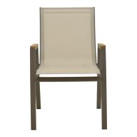 Πολυθρόνα Azelie pakoworld στοιβαζόμενη σαμπανιζέ αλουμίνιο και textilene σε ανοιχτή γκρι απόχρωση 56x75x88εκ