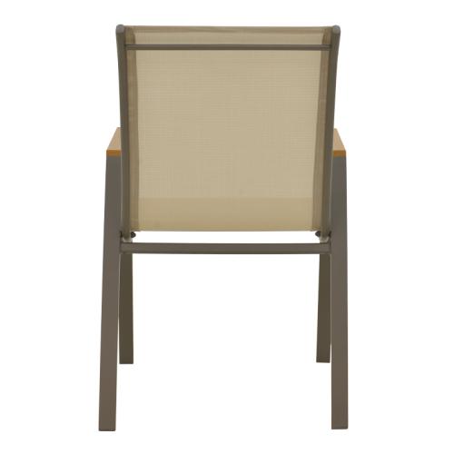 Πολυθρόνα Azelie pakoworld στοιβαζόμενη σαμπανιζέ αλουμίνιο και textilene σε ανοιχτή γκρι απόχρωση 56x75x88εκ