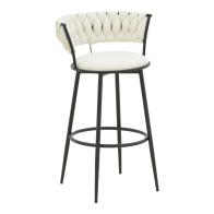 Σκαμπό μπαρ Alkia I pakoworld ύφασμα σε εκρού απόχρωση- πόδι μαύρο μέταλλο 50x56x95εκ