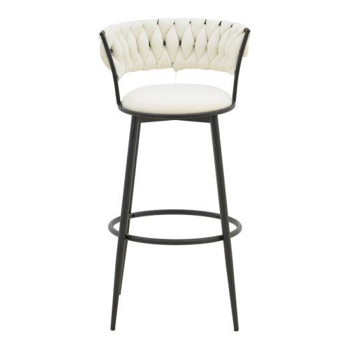 Σκαμπό μπαρ Alkia I pakoworld ύφασμα σε εκρού απόχρωση- πόδι μαύρο μέταλλο 50x56x95εκ