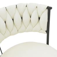 Σκαμπό μπαρ Alkia I pakoworld ύφασμα σε εκρού απόχρωση- πόδι μαύρο μέταλλο 50x56x95εκ