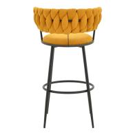 Σκαμπό μπαρ Alkia I pakoworld ύφασμα σε κίτρινη απόχρωση- πόδι μαύρο μέταλλο 50x56x95εκ