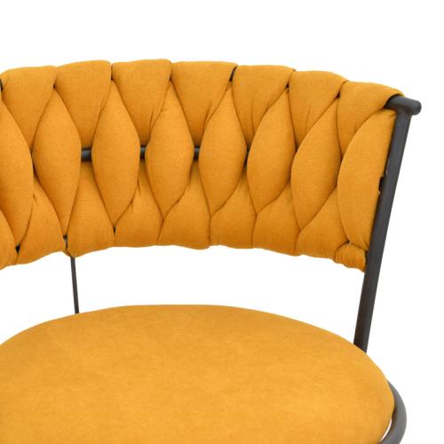 Σκαμπό μπαρ Alkia I pakoworld ύφασμα σε κίτρινη απόχρωση- πόδι μαύρο μέταλλο 50x56x95εκ