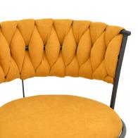 Σκαμπό μπαρ Alkia I pakoworld ύφασμα σε κίτρινη απόχρωση- πόδι μαύρο μέταλλο 50x56x95εκ