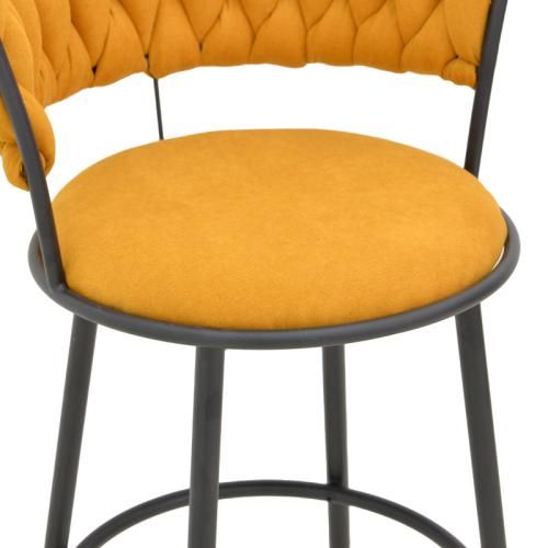 Σκαμπό μπαρ Alkia I pakoworld ύφασμα σε κίτρινη απόχρωση- πόδι μαύρο μέταλλο 50x56x95εκ