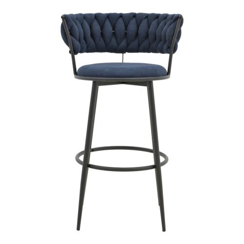 Σκαμπό μπαρ Alkia I pakoworld ύφασμα σε μπλε σκούρο απόχρωση- πόδι μαύρο μέταλλο 50x56x95εκ