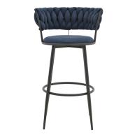 Σκαμπό μπαρ Alkia I pakoworld ύφασμα σε μπλε σκούρο απόχρωση- πόδι μαύρο μέταλλο 50x56x95εκ