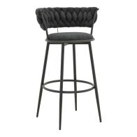 Σκαμπό μπαρ Alkia I pakoworld ύφασμα σε μαύρη απόχρωση- πόδι μαύρο μέταλλο 50x56x95εκ