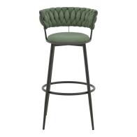 Σκαμπό μπαρ Alkia I pakoworld ύφασμα σε χακί απόχρωση- πόδι μαύρο μέταλλο 50x56x95εκ