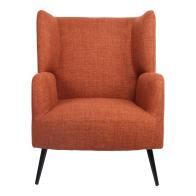Πολυθρόνα Mareta pakoworld terracotta ύφασμα με πόδι σε μαύρη απόχρωση 83x80x99εκ