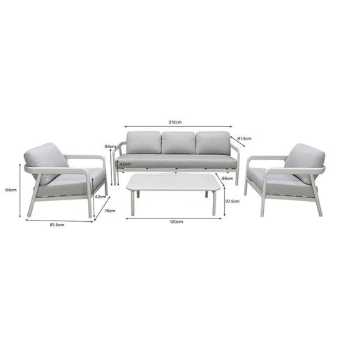 Σαλόνι εξωτερικού χώρου Marlena pakoworld μπεζ αλουμίνιο με ύφασμα σε απόχρωση ανοιχτό γκρι