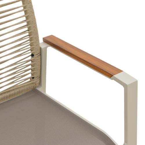 Πολυθρόνα Aegean pakoworld στοιβαζόμενη -teak- αλουμίνιο κ textline σε κρεμ-pe σχοινί σε φυσική απόχρωση 57x64x87εκ