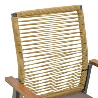 Πολυθρόνα Aegean pakoworld στοιβαζόμενη teak-pe σχοινί σε φυσική - αλουμίνιο κ textline σε ανθρακί απόχρωση 57x64x87εκ