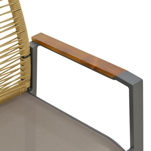 Πολυθρόνα Aegean pakoworld στοιβαζόμενη teak-pe σχοινί σε φυσική - αλουμίνιο κ textline σε ανθρακί απόχρωση 57x64x87εκ