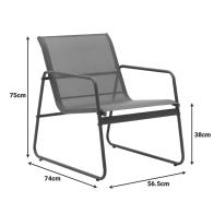 Σαλόνι εξωτερικού χώρου Veranda textilene-μέταλλο σε ανθρακί απόχρωση