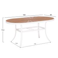 ΤΡΑΠΕΖΙ ΕΞΩΤ.ΧΩΡΟΥ TELAMO HM6288.02 ΑΛΟΥΜΙΝΙΟ ΛΕΥΚΟ & POLYWOOD 160X90Χ73.5Υεκ.
