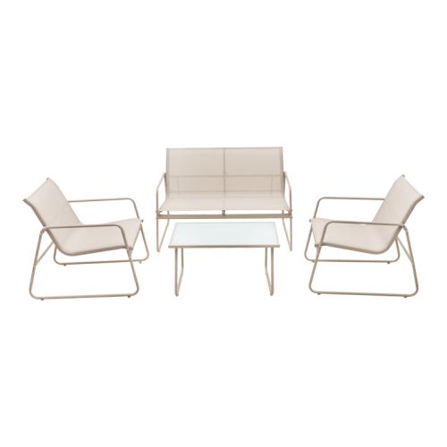 Σαλόνι εξωτερικού χώρου Veranda textilene-μέταλλο σε cappuccino απόχρωση