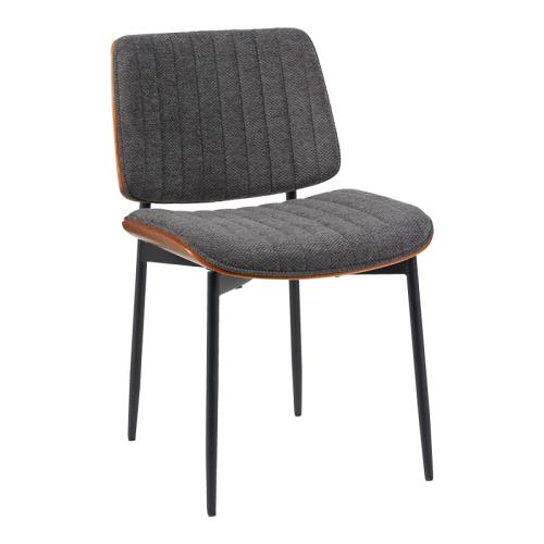 Καρέκλα Kathy pakoworld ξύλο σε καρυδί με γκρι ύφασμα 51x58x81εκ