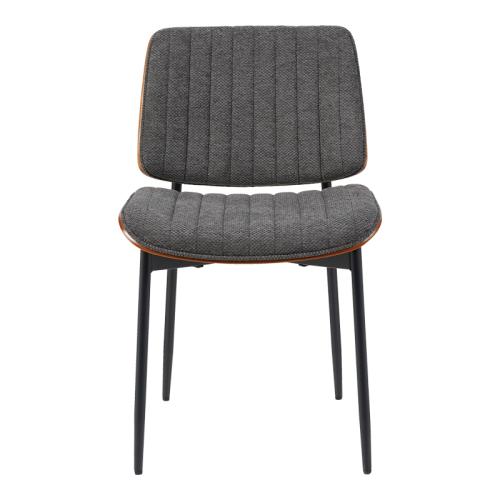 Καρέκλα Kathy pakoworld ξύλο σε καρυδί με γκρι ύφασμα 51x58x81εκ