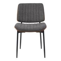 Καρέκλα Kathy pakoworld ξύλο σε καρυδί με γκρι ύφασμα 51x58x81εκ