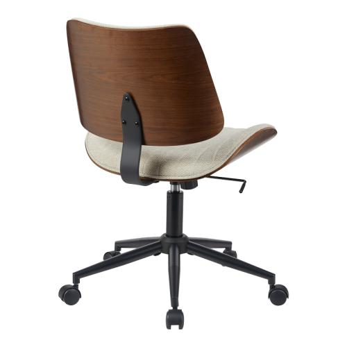 Καρέκλα γραφείου εργασίας Amani pakoworld  ξύλο σε καρυδί με μπεζ ύφασμα 52x54x90.5εκ