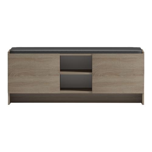 Παπουτσοθήκη-σκαμπό Zulla pakoworld sonoma-μαύρο 110x37x43εκ