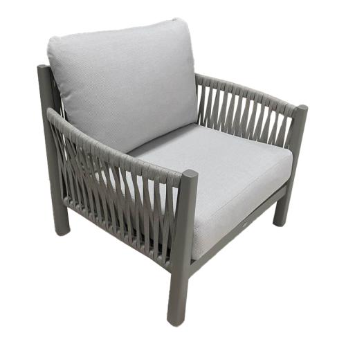 Σαλόνι εξωτερικού χώρου Feralda pakoworld μπεζ αλουμίνιο-rope με ύφασμα σε απόχρωση ανοιχτό γκρι