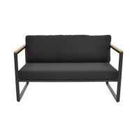 Καναπές διθέσιος Aurelio pakoworld μαύρο μέταλλο με μαύρα μαξιλάρια 130x74x63εκ