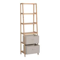 Ραφιέρα δαπέδου με συρτάρια Wolen pakoworld ξύλο ελάτου-ύφασμα σε φυσική-μπεζ απόχρωση 42x27.5x139εκ